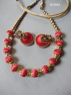 Silk Thread Necklace  With Earrings SL0003