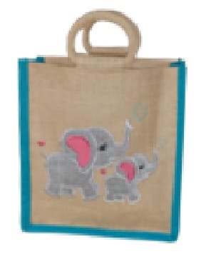 Elephant Jute Patch Work Bag ( CFC - KC005D)