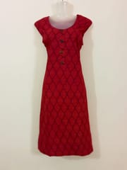 Red Kurti With Black Lining & Red Palazzo