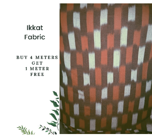 Tomato Red Ikkat Fabric - 4