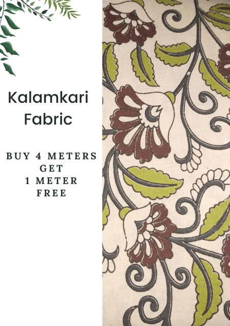 Cream Kalamkari Fabric - 2