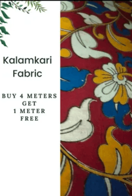 Red Kalamkari Fabric - 7