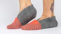 Woollen Socks Or Booties | Grey & Orange | Acrylic Wool