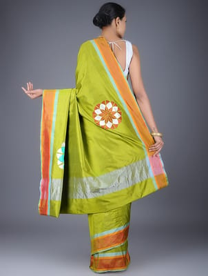 Banarasi Silk Saree | Green Color Mughal boota