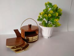 Kettle Coaster Set / Wood & Brass
