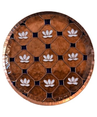 Copper Enamel Wall Plate | Brown Lotus In A Jaali