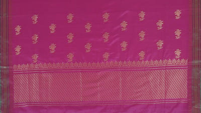Handloom Plain Weave With Reshmi Gold Zari Booti Dupatta
