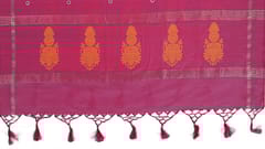 Handloom Banarasi Kadwa Booti With Reshmi Silver Zari Dupatta.Silk / Cotton-DUP-018A