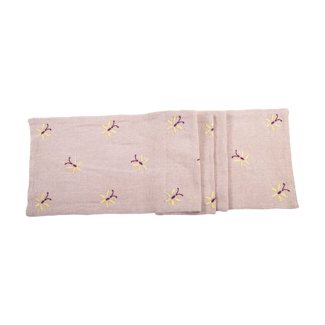 Table Runner With Yellow Chikankari Embroidery(72"x24")