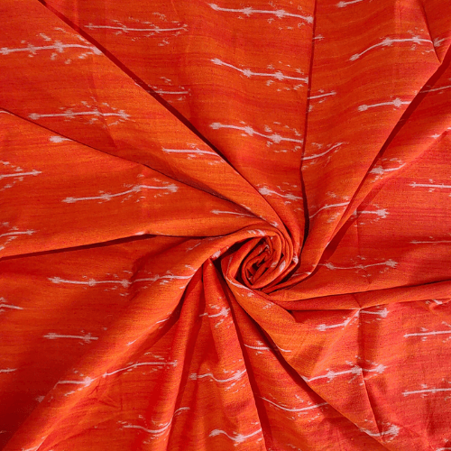 Orange Ikkat Fabric-013