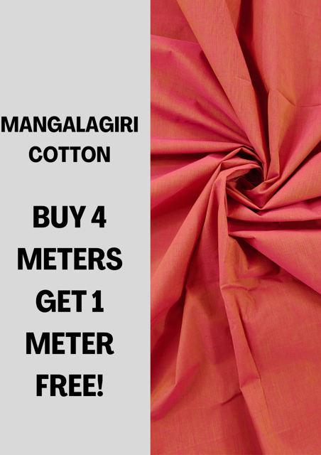 Orange Mangalagiri Cotton Fabric