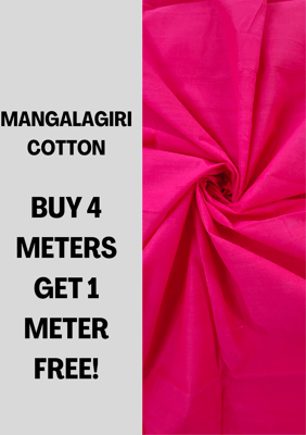 Hot Pink Mangalagiri Cotton Fabric