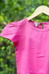 Pink Cotton Cap Sleeve Flared Dress