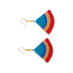 Blue-Red Terracotta Earrings ( Geometric Collection)
