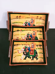 Wooden Tray With Jaipuri Traditional Design