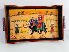 Wooden Tray With Jaipuri Traditional Design