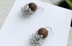 Wooden Coix Bouquet Earring (Silver)