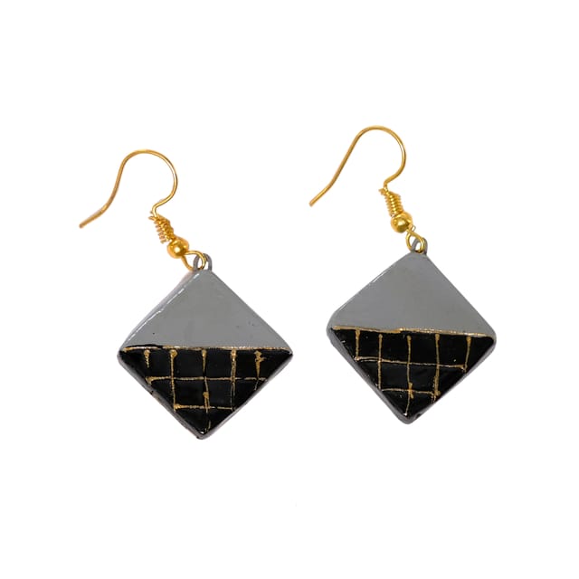 Black And White Terracotta Earrings ( Geometrical Collection)