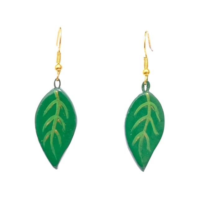 Leaf Shaped Terracotta Earrings ( Funky Collections)