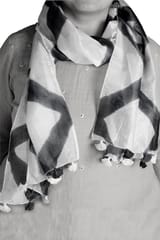 Tie & Dye / Silk Stole / Grey & White Colour