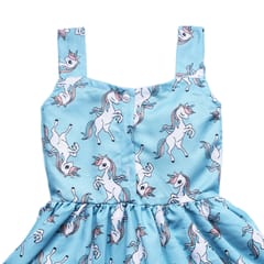 Sky Blue All Over Unicorn Dress