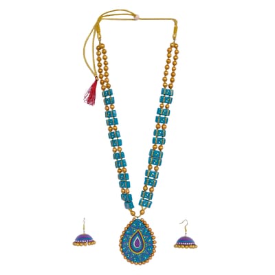BLUE AND PURPLE HEAVY NECKLACE SET