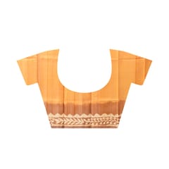 3stones | Handwoven | Hand Batik | Pure Silk | Saree and Blouse Piece | Silk Mark | Yellow and Brown | GCMZT5