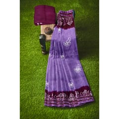 Khadi Cotton Silk Saree with Batik Print VMM11
