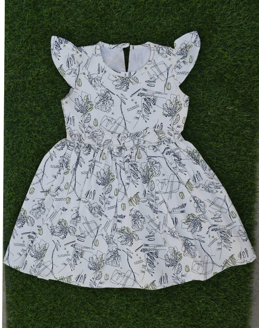 White Digutal printed Dress by tinytoons