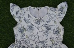 White Digutal printed Dress by tinytoons