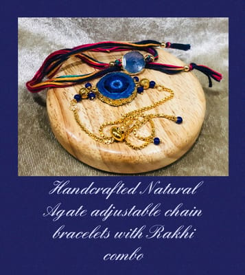 3 pairs /6 Handmade semi precious Rakhis | Rakhi Combos | Natural Agate Stone Rakhis | Fancy Rakhi | Designer Rakhi