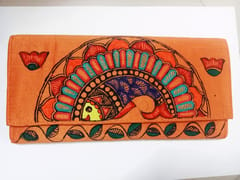 Mithila work - handpainted leather wallets for women