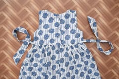 Blue floral sleeveless cotton dress