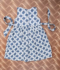 Blue floral sleeveless cotton dress