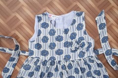 Blue floral sleeveless cotton dress