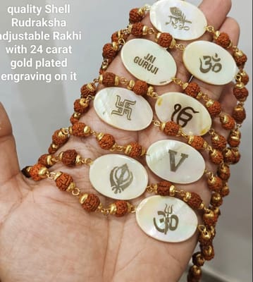 Religious rudraksha bracelets | Protective Amulets | Protective Bracelets | Protective charms and bracelets | Cultural and religious articles " 24 carat gold plating | Beautiful natural shell pendant | Variety of designs