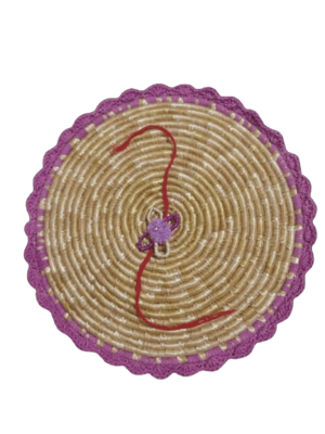 Wheat Grass Hand Embroidered Rakhi in Star Shape with Dual  Color