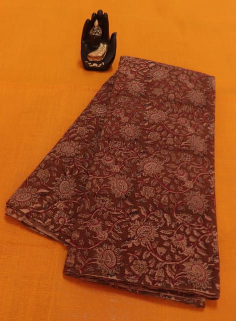 Brown Kalamkari Handloom Cotton fabric -0031