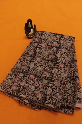 Black Kalamkari Handloom Cotton fabric -0041