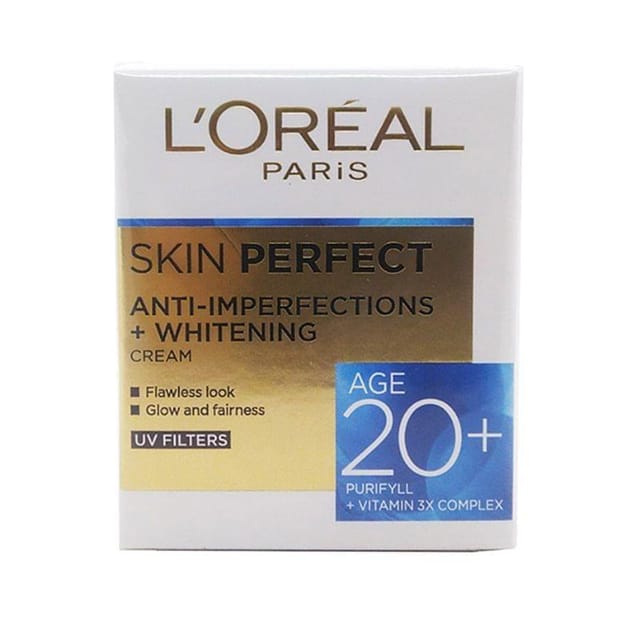 Loreal Paris Skin Perfect Anti Imperfections + Whitening Cream Age 20+ : 50 Gm