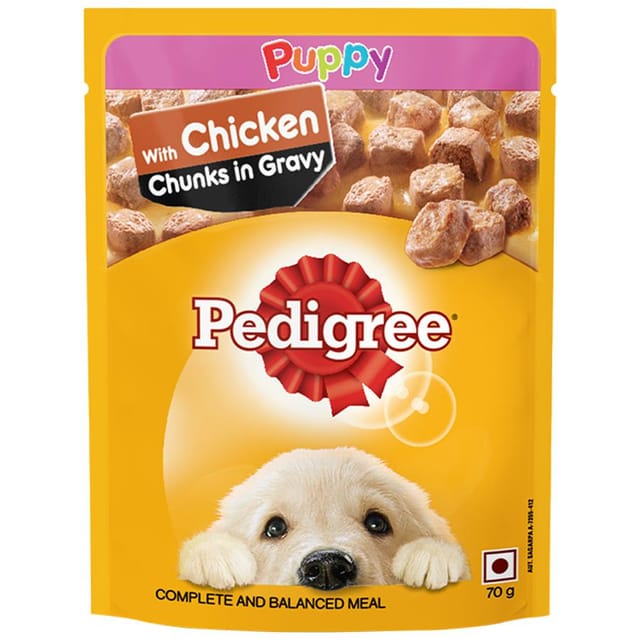 Pedigree Puppy Wet Dog Food Chicken Chunks In Gravy-70Gm
