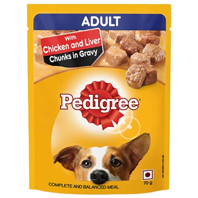 Pedigree Adult Wet Dog Food Chicken And Liver Chunks In Gravy Pouch