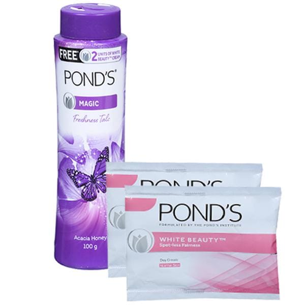 Ponds Magic Freshness Talcum Powder : 100gm ( Free Ponds Bright Beauty Cream 2 x 7gm )