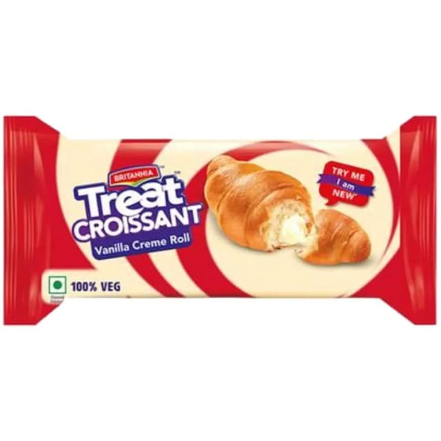 Britannia Treat Croissant - Vanilla Creme Roll : 45 Gm #