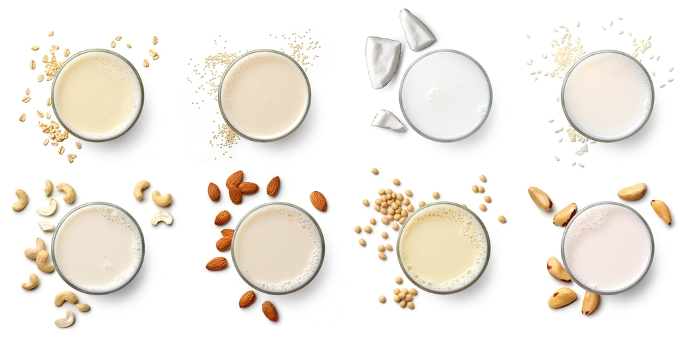 different types of vegan milk varieties