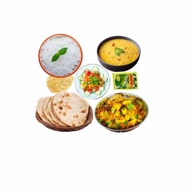 Lunch Pack Rice+Dal+Chapati+Paneer Dish+Salad