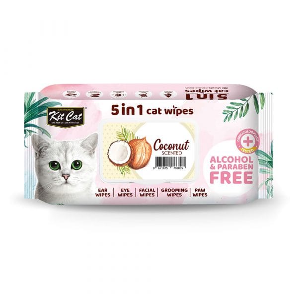 Kit Cat Wet Wipes 5 in 1 Coconut Scented 80 pcs