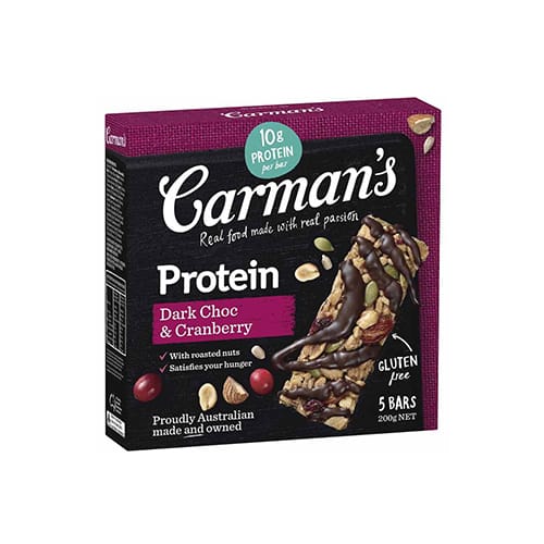 Carman's Dark Choco Cranberry Protein Bar 200g