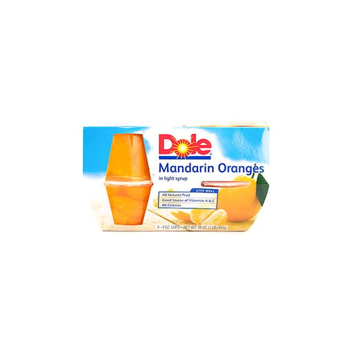 Dole Fruit Bowls Mandarin Lite Syrup 4oz 4s