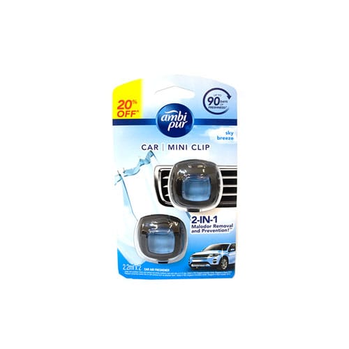 Ambi Pur Car Mini Clip Sky Breeze Air Freshener 2.2ml Duo Pack